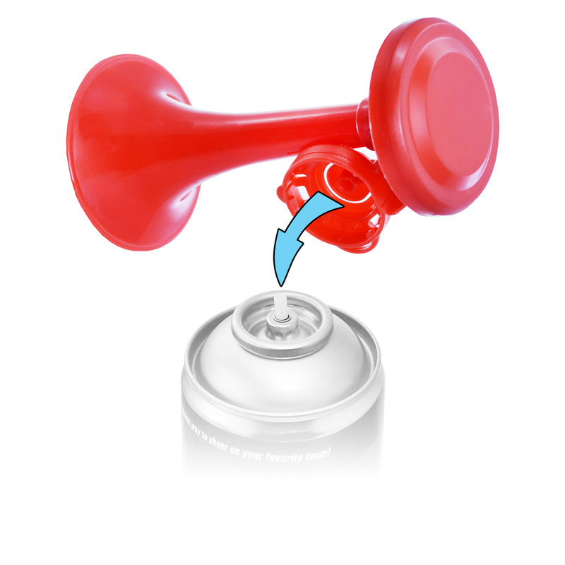 Fitting AAB Aerosol Horn onto the valve of a compressed gas can